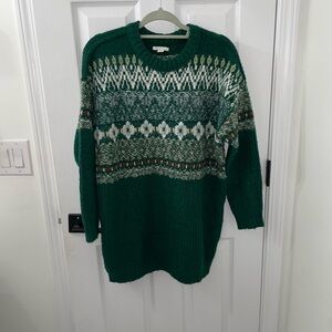 American Eagle Green Patterned Sweater Dress